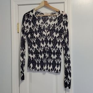 Ann Taylor Loft Print Cardigan Navy!